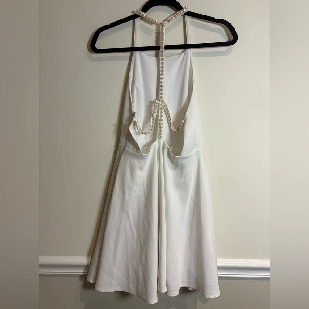 Lulus NWOT Faux Pearl Adore You White Skater Dress Size Small - Picture 7 of 10